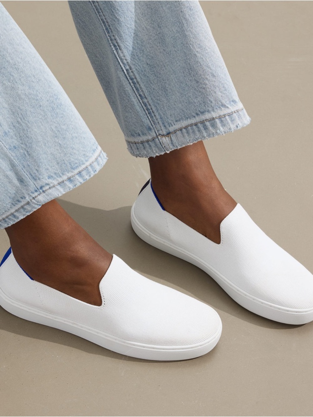 Rothy's The Original Slip On Knit Sneakers in Bright White 9.5